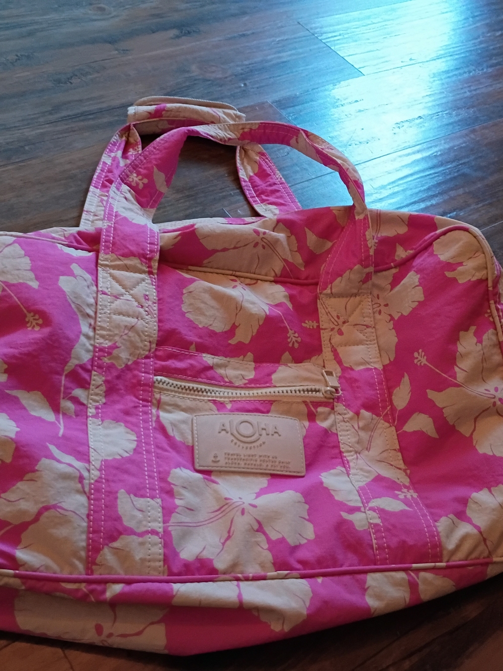 ALOHA Pink and Cream Floral Tote
